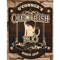 Personalizd Ole Irish Birch Wood Pub Sign