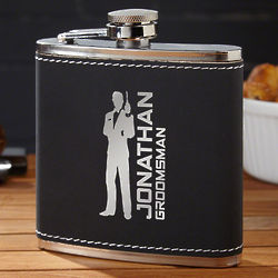 Secret Agent Personalized Black Flask for Groomsmen Gifts