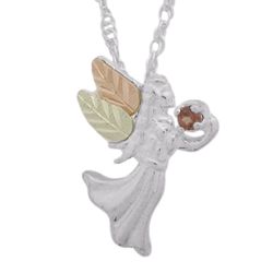 Gold on Sterling Birthstone Angel Necklace