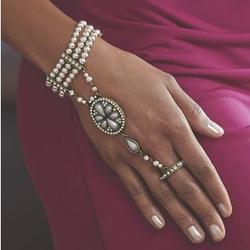 Faux Pearl and Crystal Hand Jewelry