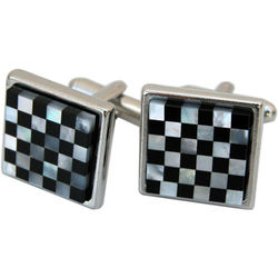 Square Silver Cufflinks with Mosaic Design