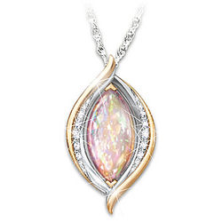 World on Fire Created Opal and Simulated Diamond Pendant