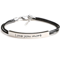 Love You More Bracelet Engraved in Stainless Steel and Leather