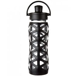 22 oz Glass Water Bottle with Onyx Silicone Sleeve