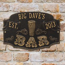 Personalized Name and Date Established Bar Plaque