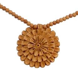 Chrysanthemum Star Wood Flower Necklace