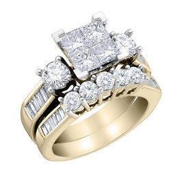 Princess Cut Diamond Engagement Ring and Wedding Band Set