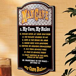Man Cave Rules Wooden Wall Sign