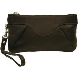 Chocolate Brown Leather Wristlet