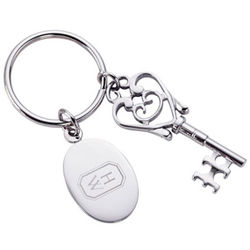 Key to My Heart Keychain with Silver Tag
