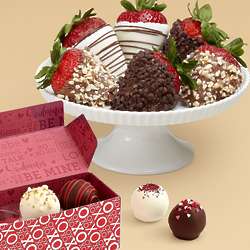 4 Valentine's Cake Truffles & 6 Fancy Chocolate Chip Strawberries