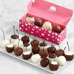 4 Valentine's Cake Truffles & 20 Hand-Dipped Cherries Gift Box
