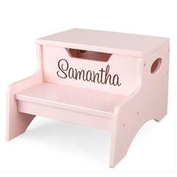 Petal Little Stepper Storage Step Stool with Brown Name