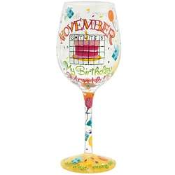 November Birthday Month Wine Glass