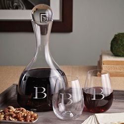 Engravable Tuscany Classics Wine Decanter & Stemless Wine Glasses