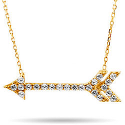 Designer Inspired Gold-Plated Cubic Zirconia Arrow Necklace