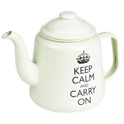 Keep Calm and Carry On Enamel Teapot