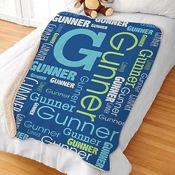 Boy's Personalized Name Word-Art Sherpa