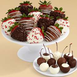 10 Dipped Cherries & Full Dozen Valentine's Strawberries Gift Box