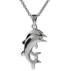 Sterling Silver Playful Dolphins Necklace