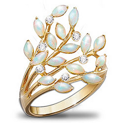 Opal Indulgence Diamond 24K Gold-Plated Ring
