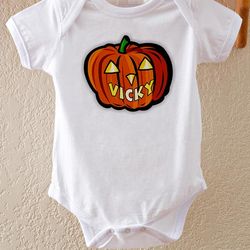 Personalized Glow in the Dark Pumpkin Baby Bodysuit