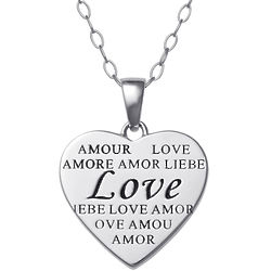 Women's Sterling Silver Heart Love Sentiment Pendant