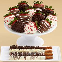 4 Caramel Pretzels & 12 Valentine's Strawberries Gift Box