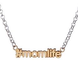 #MomLife Hashtag Gold Plated Necklace