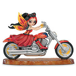 Fire Streak Motorcycle Fairy Figurine