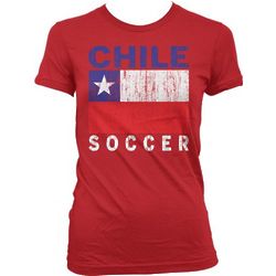 Chile Country Flag Ladies Junior Fit Soccer T-Shirt