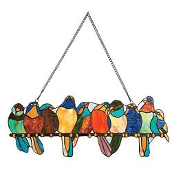 Birds on a Wire Stained Glass Window Art