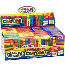 24 Packs of Magic Color Bubble Gum Crayon Packs