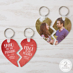 The Missing Piece Personalized Break Apart Heart Key Ring
