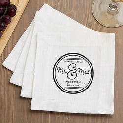 Circle Of Love Personalized Cloth Cocktail Napkins