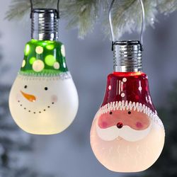 Solar Holiday Character Glass Bulb Ornament