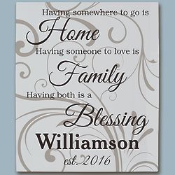 Personalized Name and Message Family Blessing Canvas Print