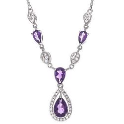 Amethyst & Lab-Created White Sapphire Necklace in Sterling Silver