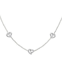 Silver Heart & Diamonds Granddaughter Necklace