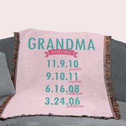 Mom or Grandma's Personalized Established Throw Blanket