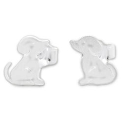 Irresistible Pup Sterling Silver Stud Earrings