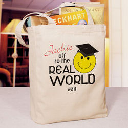 Personalized Off to the Real World Canvas Tote Bag