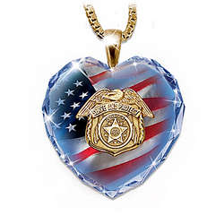 Police Crystal Heart Pendant Necklace