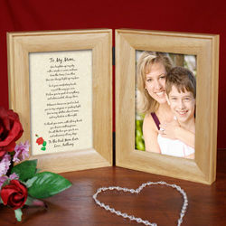 To My Mom Natural Wood Bi-Fold Personalized Picture Frame