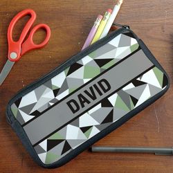 Personalized Jagged Squares Pencil Pouch