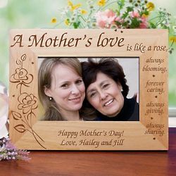 A Mother's Love is Like a Rose Personalized Picture Frame