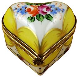 Yellow Heart with Flowers Limoges Box