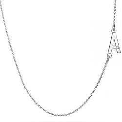Silver Sideways Initial with Diamond Accent Necklace