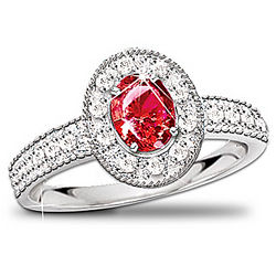 10K White Gold Ruby and Diamond Ring