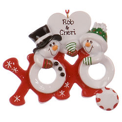 Personalized Hugs and Kisses Couple Christmas Ornament